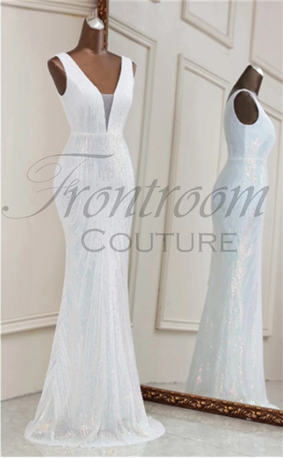 JULIA | Fit and Flare Sleeveless V-Neck Ombre Sequin Gown