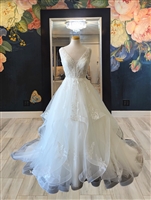 MELODY | Ruffled Ballgown with Plunge V Neck and Backline