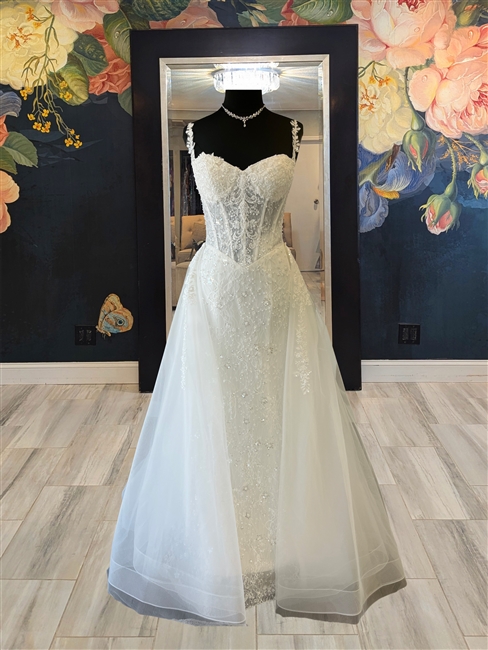 SERAPHINA | Basque Waist Fit and Flair Gown with Detachable Overskirt