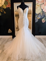 VALENTINA | Mermaid Gown with Beaded Applique and Spaghetti Straps