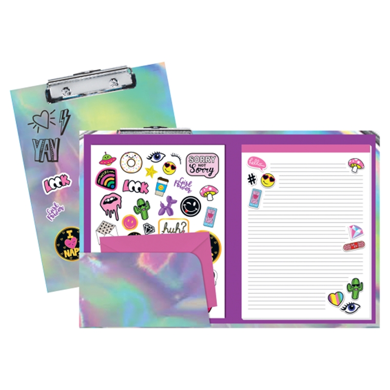 Iscream Stick 2 It Holographic Clipboard Set