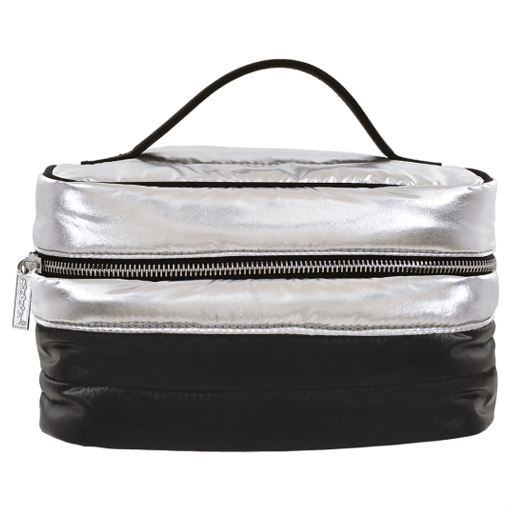 Iscream Silver and Black Puffer Cosmetic Case