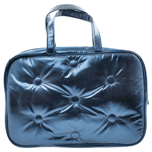 Iscream Blue Metallic Tufted Large Cosmetic Bag