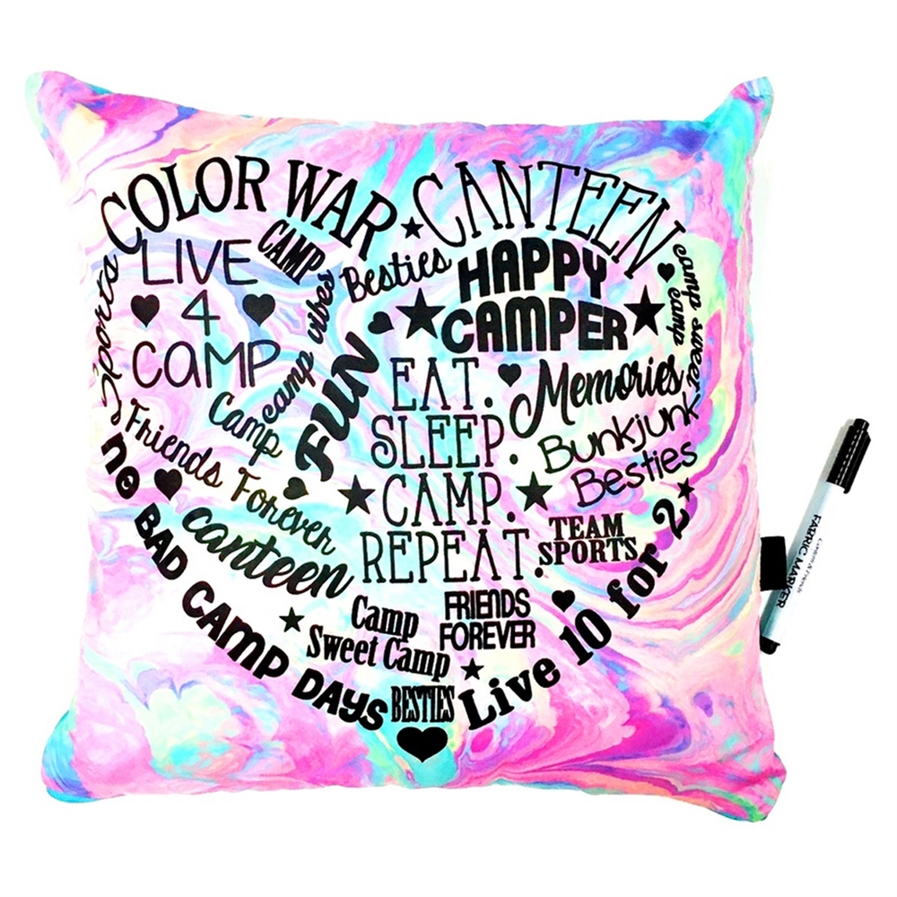 Pastel Camp Heart Graffiti Autograph Pillow