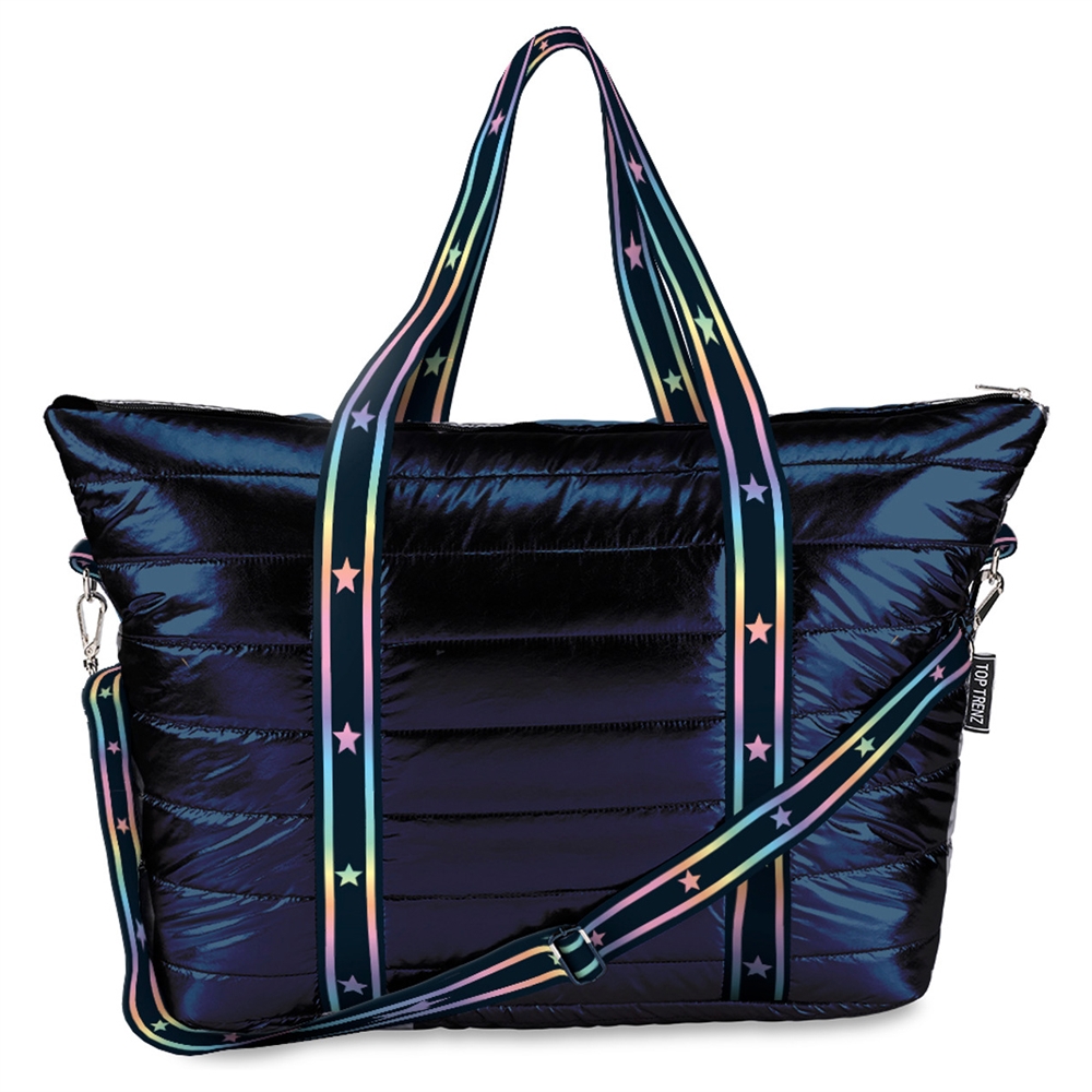 Navy Puffer Tote Gradient Star Straps