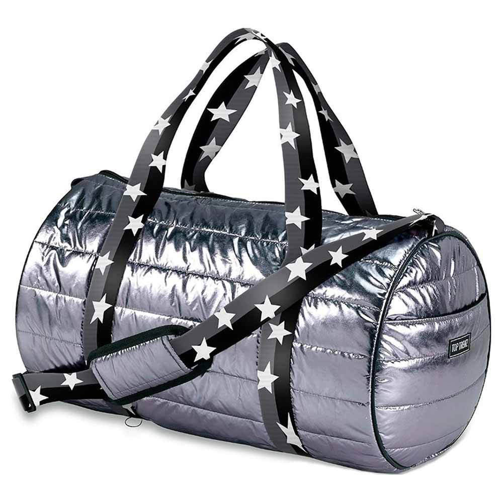 Gunmetal Puffer Duffle Bag Grey Black Split Star Straps