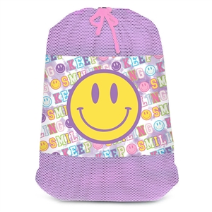 Varsity Letter Print Mesh Laundry Bag