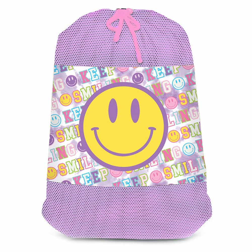 Varsity Letter Print Mesh Laundry Bag