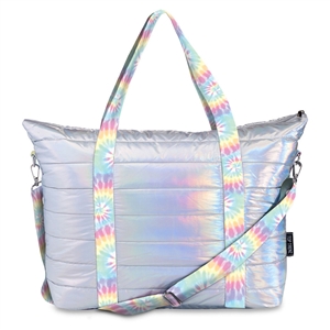 Iridescent Puffer Pastel Tie-Dye Straps Tote Bag