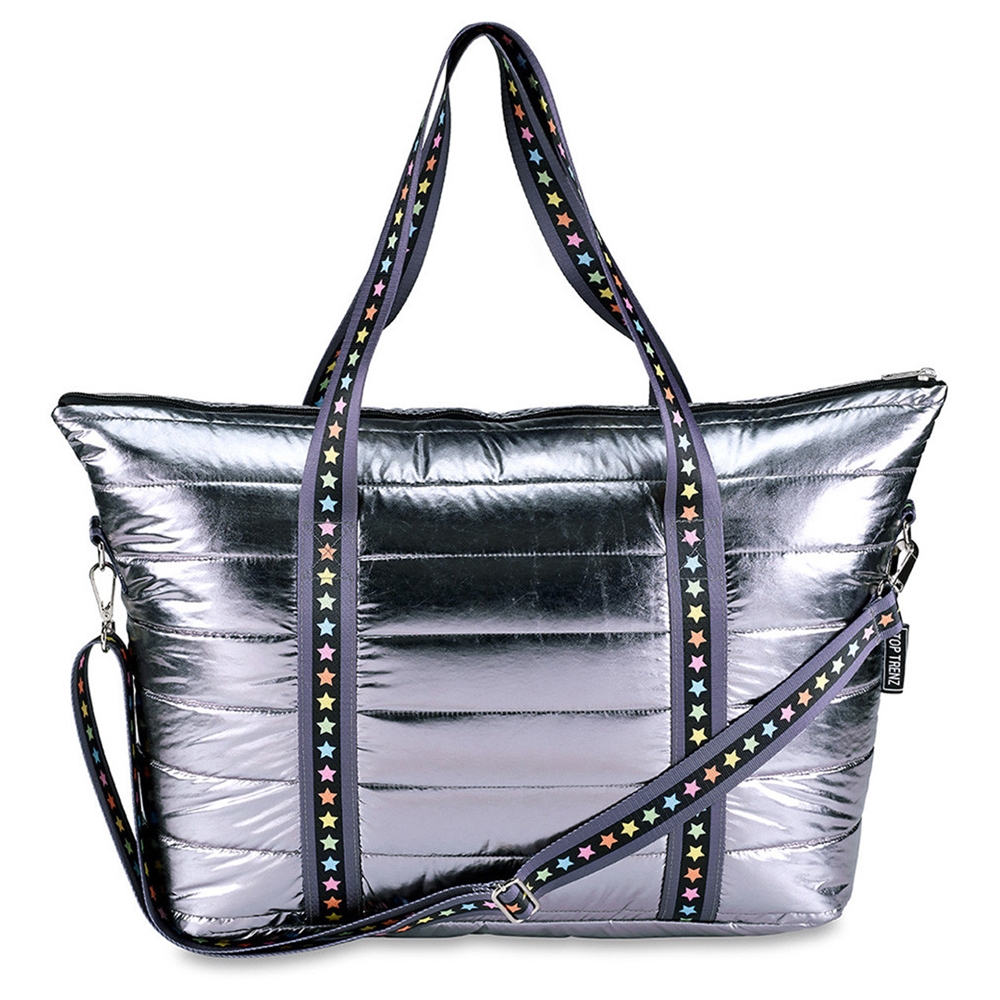 Gunmetal Puffer Tote Multi Star Strap