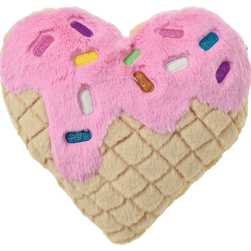 Iscream Waffle Heart Furry Pillow