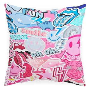 Pink Camp Icons Autograph Pillow