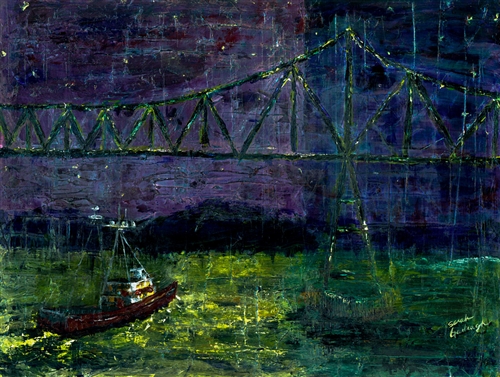 Boat & Bridge, Blue Night