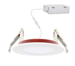 NaturaLED LED8DLR-FR-150L9CCT5 8in 8W LED fire rated slim disk recessed downlight, 5-CCT selectable, white trim, smooth reflector