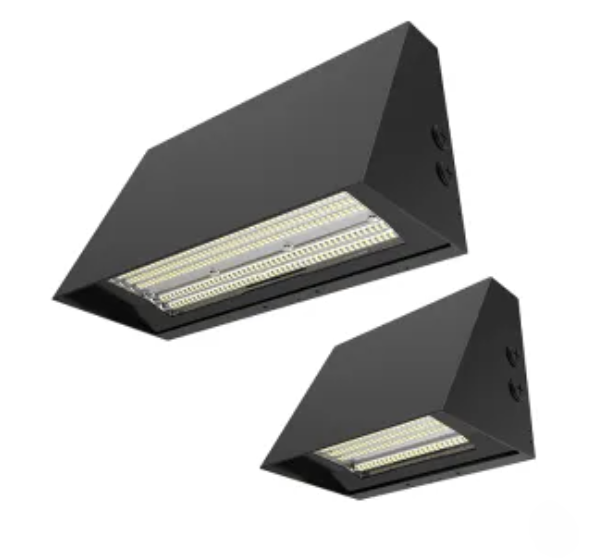 NaturaLED 9820 LED wall pack with selectable wattage and color temperature, black finish with photocell