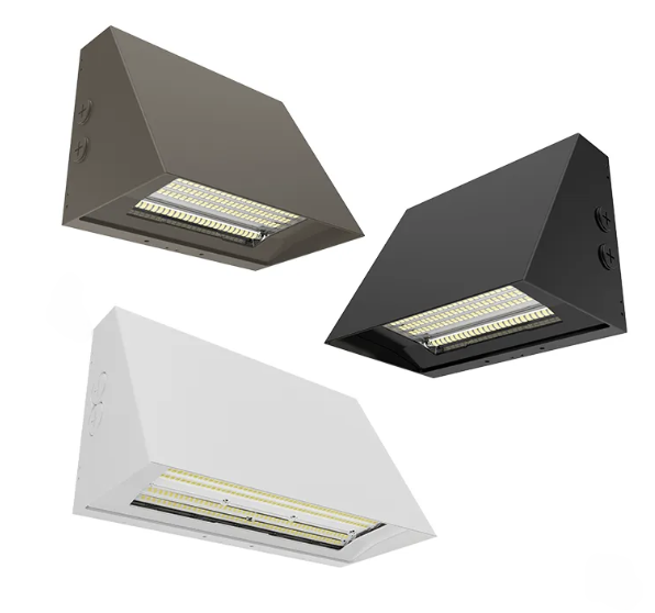NaturaLED 9821 LED wall pack with selectable wattage and color temperature, bronze finish with photocell