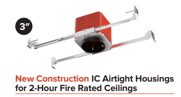 ELCO EL386JBICA 3 inch recessed 2-hour fire rated housing