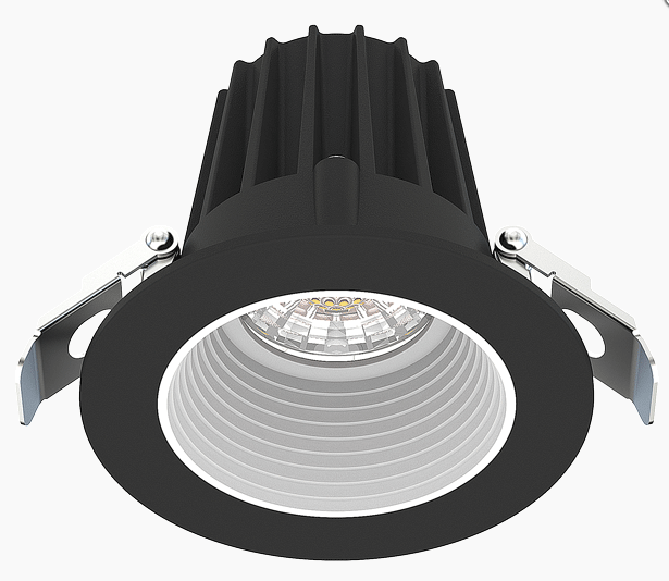 Lotus JXL-COB02-R09W 2in 9W LED recessed downlight, 5-CCT selectable, black trim, white baffle