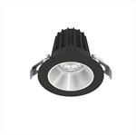Lotus JXL-COB02-R09W 2in 9W LED recessed downlight, 5-CCT selectable, black trim, alzak (silver) smooth reflector