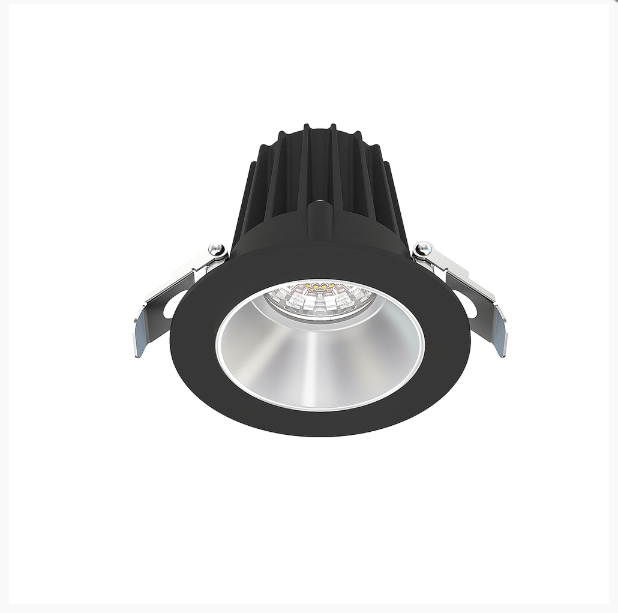 Lotus JXL-COB02-R09W 2in 9W LED recessed downlight, 5-CCT selectable, black trim, alzak (silver) smooth reflector