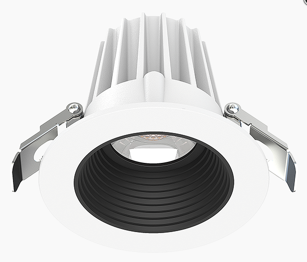 Lotus JXL-COB02-R09W 2in 9W LED recessed downlight, 5-CCT selectable, white trim, black baffle