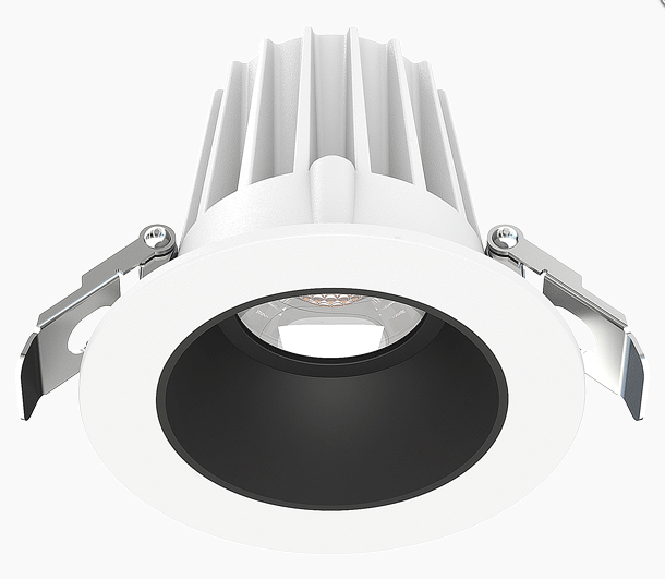 Lotus JXL-COB02-R09W 2in 9W LED recessed downlight, 5-CCT selectable, white trim, smooth black reflector
