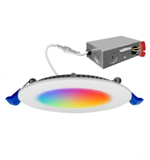 EnVisionLED LED-SL-PNL-4R-9W-RGB+W-WH 4in slim panel LED downlight with external junction box, white finish