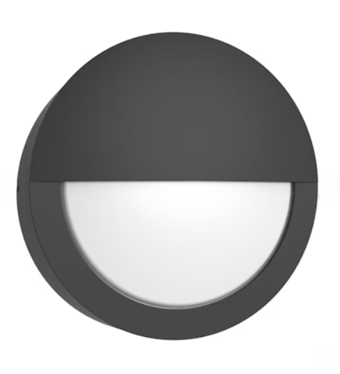 EnVisionLED LED-WPBH-RDSC-3P15-TRI-BL-PC round bulkhead LED wall pack with selectable wattage and CCT, black finish