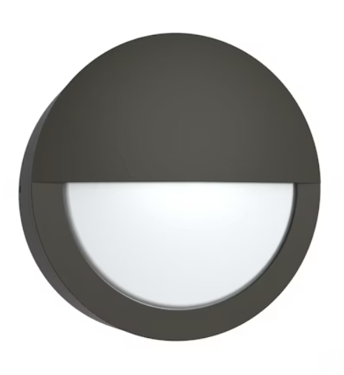 EnVisionLED LED-WPBH-RDSC-3P15-TRI-BZ-PC round bulkhead LED wall pack with selectable wattage and CCT, bronze finish