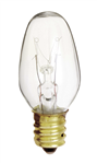 SATCO S3691 7W C7 incandescent night light bulb with clear glass and E12 candelabra base