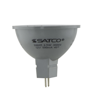 Satco S8605 6.5W MR16 LED bulb 3000K GU5.3 bi-pin 40 degree beam