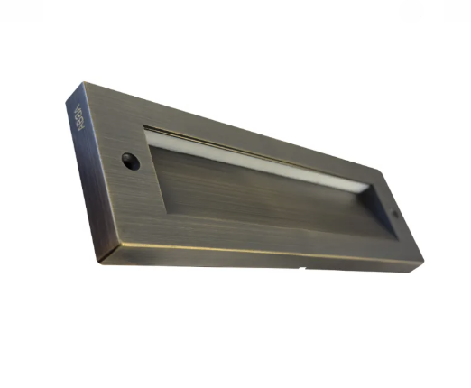 photo of ABBA STBCC18-NB louvered solid brass step light in natural brass