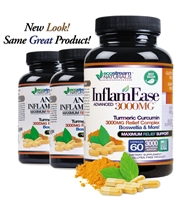 InflamEase Natural Anti-Inflammatory Relief Support | Relieves Inflammation-Induced Pain | Day or Night Use | Naturally Derived Ingredients | Safe & Effective | Gluten-Free | 60 Vegetarian Capsules<br>UPC 859000007225