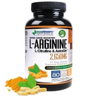 Nitric Oxide Booster L-Arginine Time Release 2,650 mg - Plus L-Citrulline and Astragin