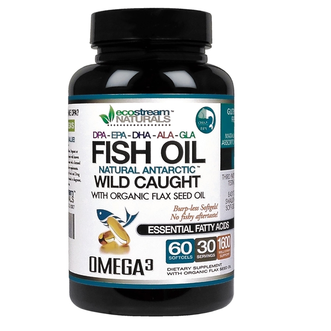 Wild Caught Antarctic Fish Oil With Flax Seed Omega 3-6-9 Blend with EPA, DHA, DPA, ALA and GLA and Organic Flax Seed Oil