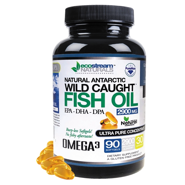 Natural Antarctic Wild Caught Omega 3 Fish Oil DPA Supplement - 2,900 Milligrams Triple Strength Ultra Pure Concentrated, EPA-DPA-DHA, Soft-Gels