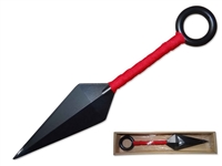 00301 Metal Kunai Throwing Knife Black w/Red Wrap