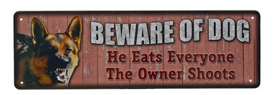 Beware of Dog Mini Tin Sign