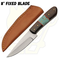 203459 8" Wood and Turquoise Hunter Knife