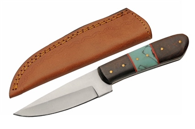 203459 8" Wood and Turquoise Hunter Knife