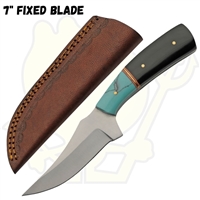 203488 7" Turquoise/black Trailing Point Skinner Knife
