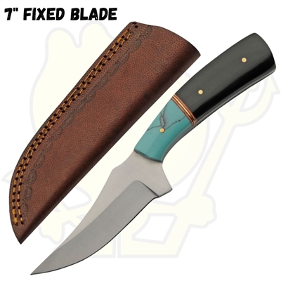 203488 7" Turquoise/black Trailing Point Skinner Knife