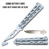 05604S-3 Silver Blade Butterfly Knife Combo Kit Trainer and Live Blade