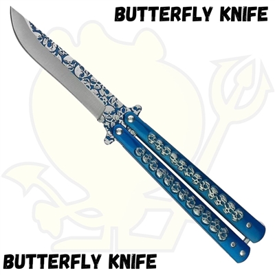 2061bl 9.25" Skull Butterfly Knife