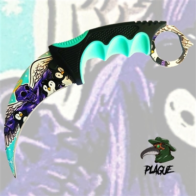 21DT002-75LBL Death #2 Shall Set You Free Plague Karambit Knife