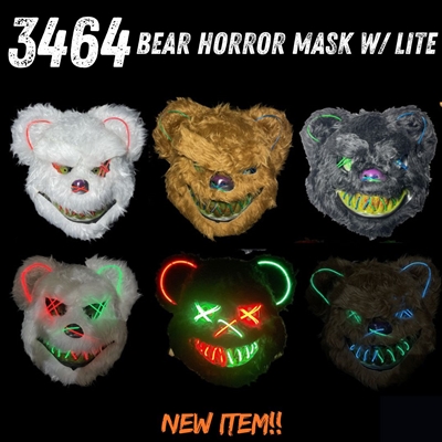 wholesale 3464 Horror Bear Mask w/ Lite Assorted