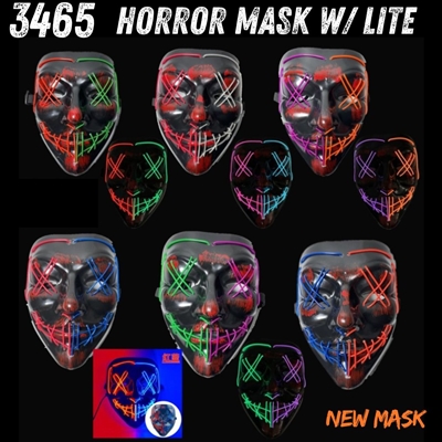 wholesale 3465 Horror Mask w/ Lite Assorted