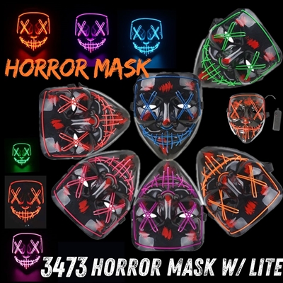wholesale 3473 Horror Mask w/ Lite Assorted