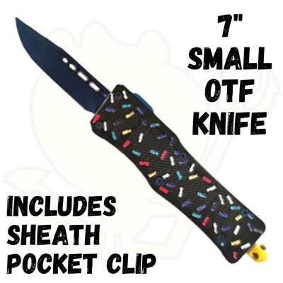 378BIC-BLCP OTF Knife 7" Small Handle Blue Blade