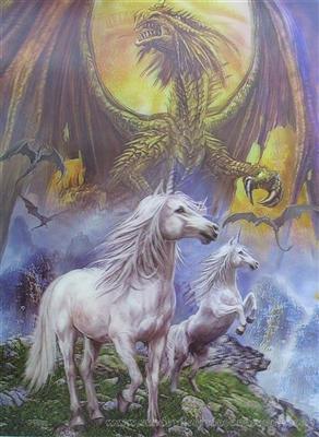 105 3D Lenticular Picture Dragon with Unicorns